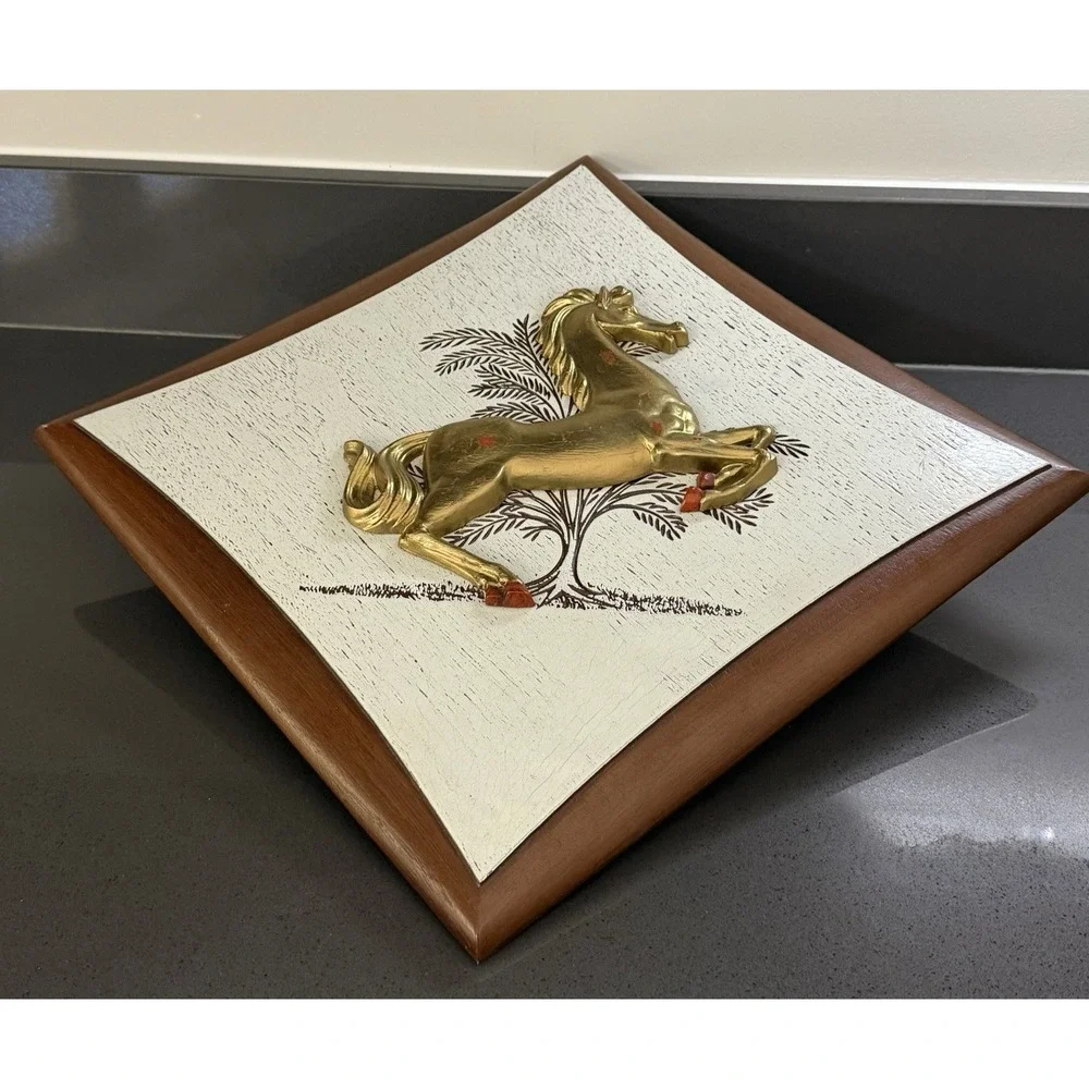 Vintage MCM Burwood Products 3D Arabian Horse Wood Wall Hanging 14